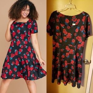 Lane Bryant size 16 black floral mini dress